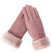 Stylish Furry Winter Gloves for Women Full Finger Mittens