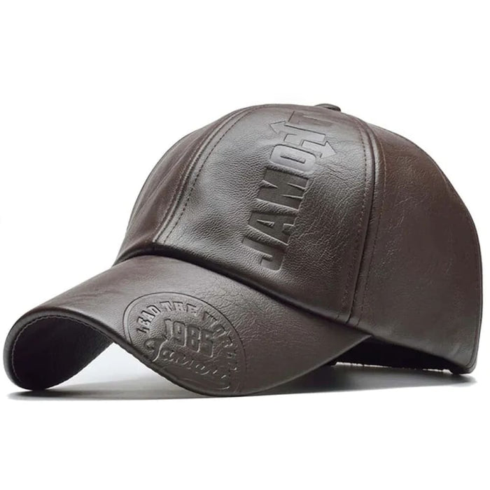Stylish Pu Leather Letter Print Baseball Cap for Outdoor