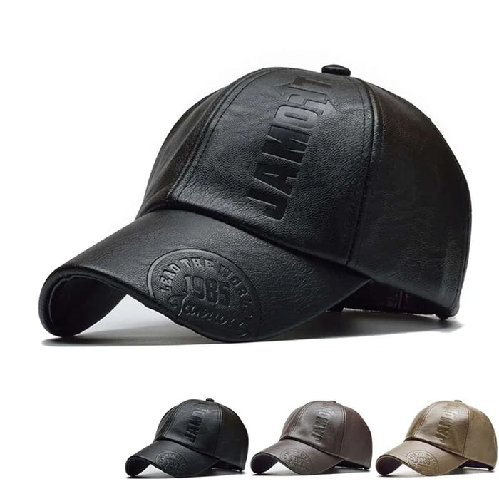 Stylish Pu Leather Letter Print Baseball Cap for Outdoor