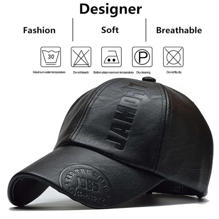 Stylish Pu Leather Letter Print Baseball Cap for Outdoor