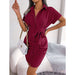 Summer Short Sleeve Pleated Pencil Dress for Women