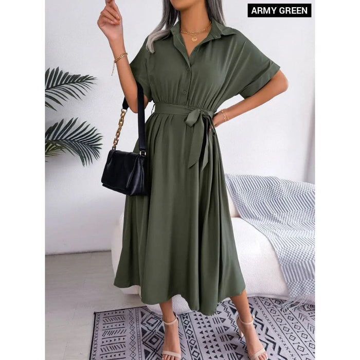 Summer Short Sleeve Shirt Dress for Women