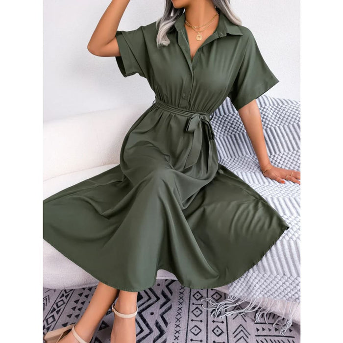 Summer Short Sleeve Shirt Dress for Women