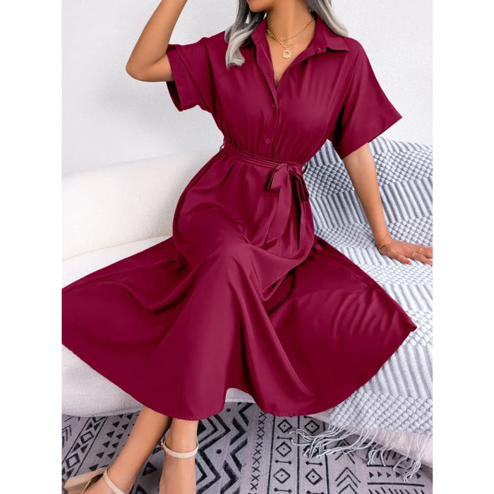 Summer Short Sleeve Shirt Dress for Women