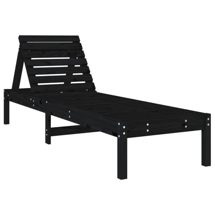 Sun Lounger Black 199.5x60x74 Cm Solid Wood Pine Nxpbit