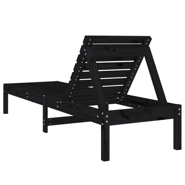 Sun Lounger Black 199.5x60x74 Cm Solid Wood Pine Nxpbit