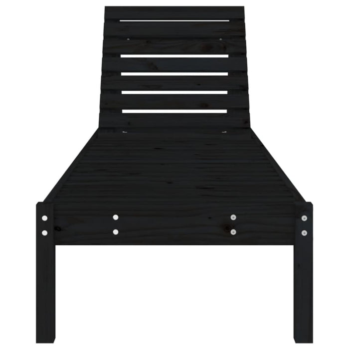 Sun Lounger Black 199.5x60x74 Cm Solid Wood Pine Nxpbit