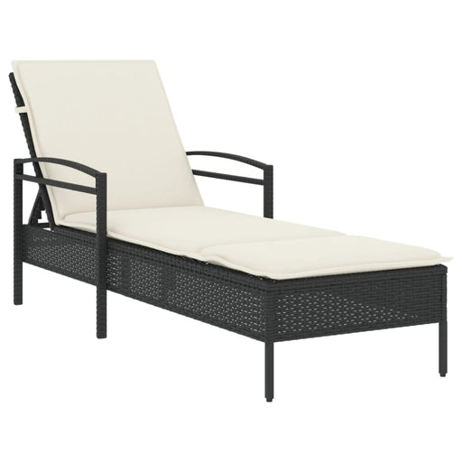 Sun Lounger With Cushion Black 63x200x81 Cm Poly Rattan