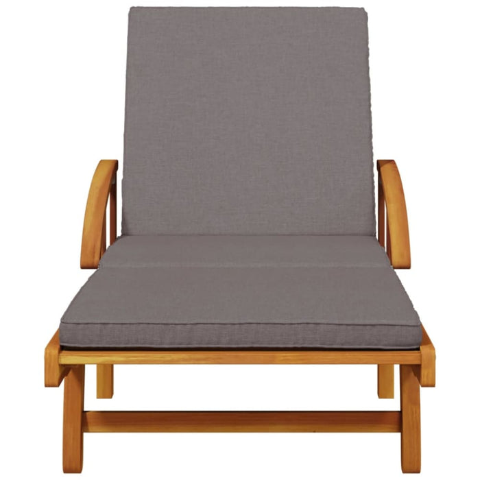 Sun Lounger With Cushion And Table Solid Wood Acacia Txbltlt