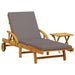Sun Lounger With Cushion And Table Solid Wood Acacia Txbltlt