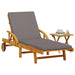 Sun Lounger With Cushion And Table Solid Wood Acacia Txbltlt