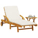 Sun Lounger With Cushion And Table Solid Wood Acacia Txbltlx