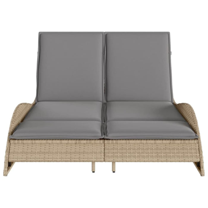 Sun Lounger With Cushions Beige 114x205x73 Cm Poly Rattan