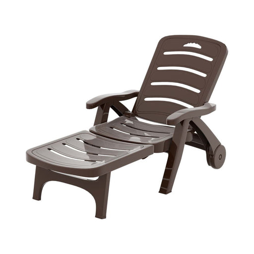 Sun Lounger Folding Lounge Chair Wheels Patio Outdoor