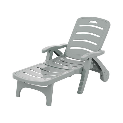 Sun Lounger Folding Lounge Chair Wheels Patio Outdoor