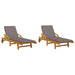 Sun Loungers 2 Pcs with Cushions 200x68x83 Cm Solid Wood