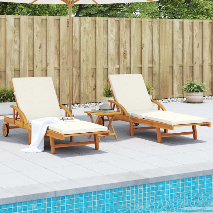 Sun Loungers 2 Pcs with Cushions 200x68x83 Cm Solid Wood