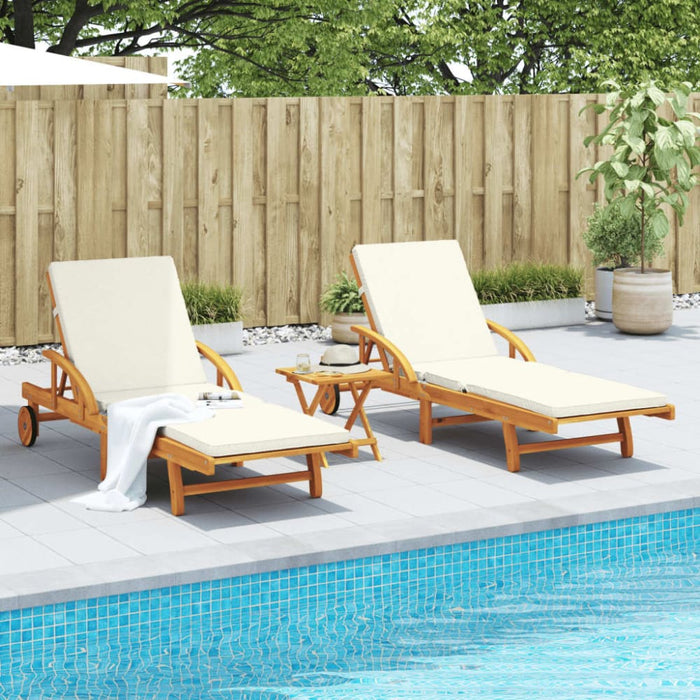 Sun Loungers 2 Pcs With Table Solid Wood Acacia Txbltli