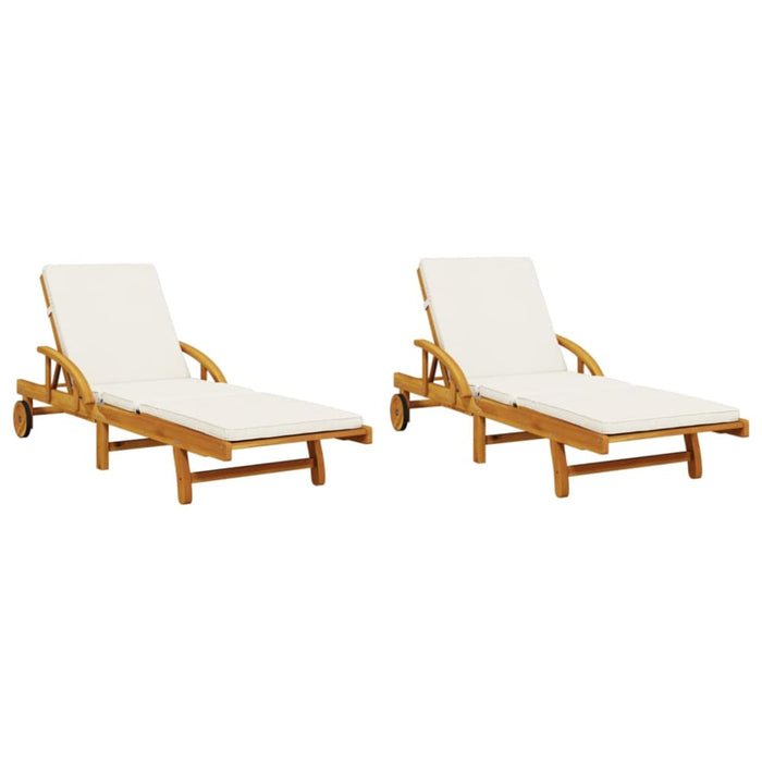 Sun Loungers 2 Pcs With Table Solid Wood Acacia Txbltli