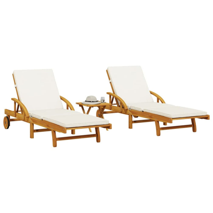 Sun Loungers 2 Pcs With Table Solid Wood Acacia Txbltli