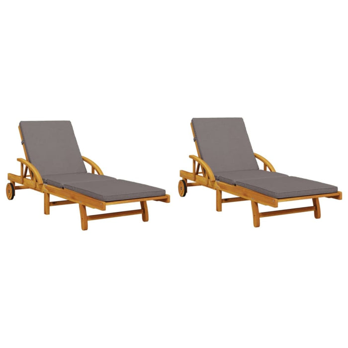 Sun Loungers 2 Pcs With Table Solid Wood Acacia Txbltln