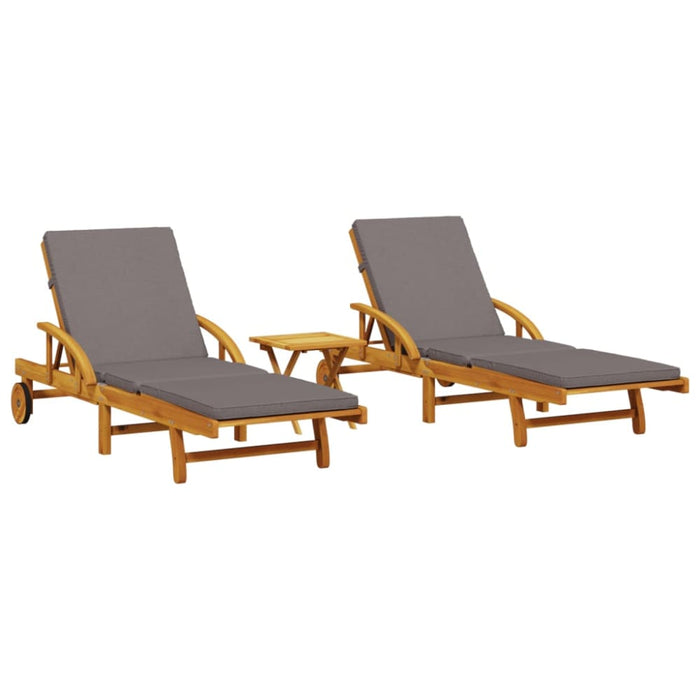 Sun Loungers 2 Pcs With Table Solid Wood Acacia Txbltln