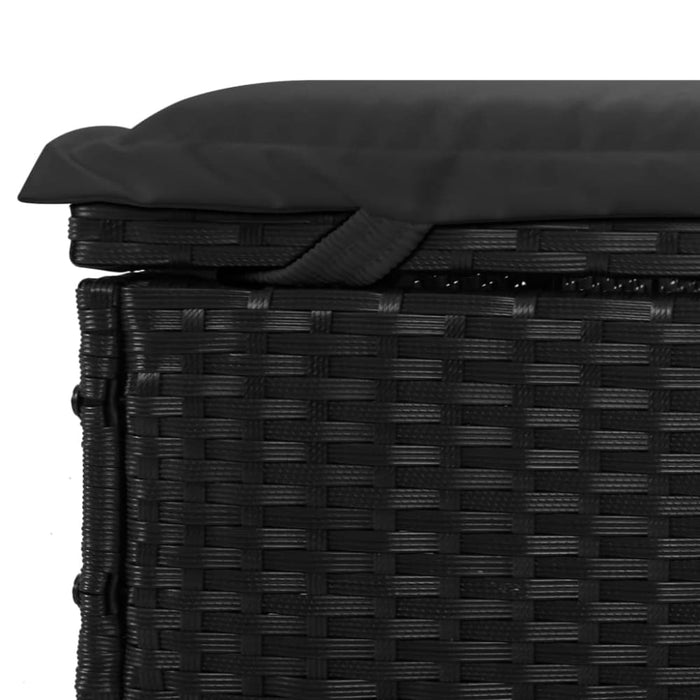 Sunbed with Foldable Roof Black 213x63x97 Cm Poly Rattan