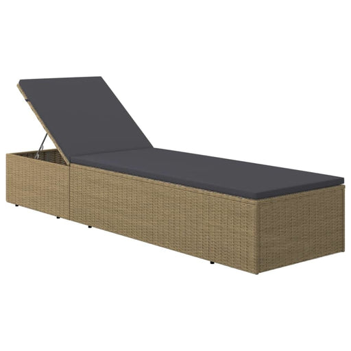 Sunlounger Poly Rattan Brown and Dark Grey Toboal