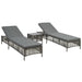 Sunloungers 2 Pcs with Table Poly Rattan Grey Aaapl