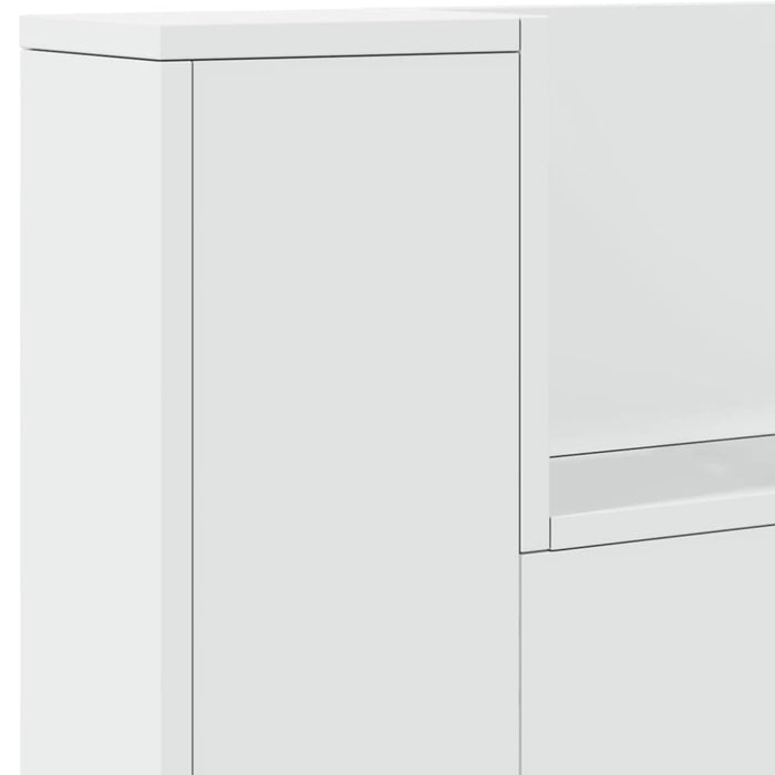 Super King Size Headboard Cabinet with Led White