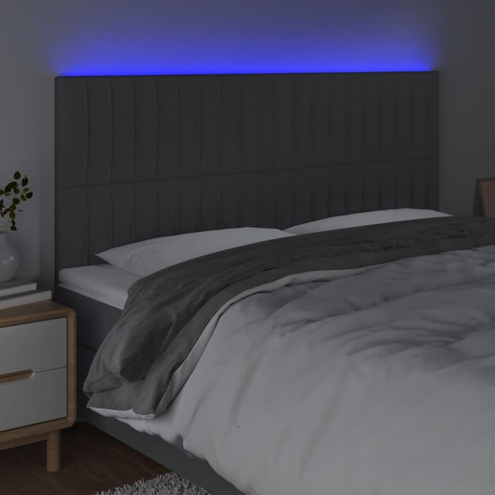 Super King Size Led Headboard Dark Grey 200x5x118/128 Cm