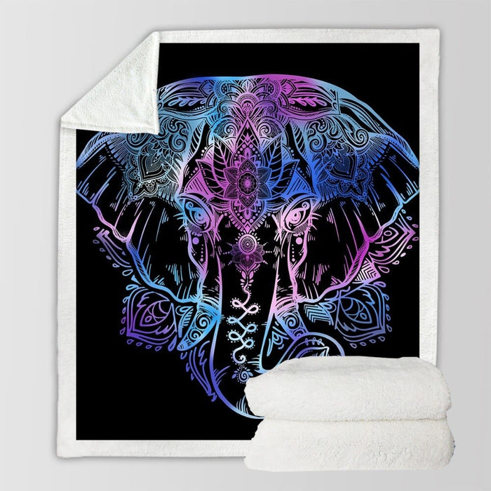 Super Soft Cozy Velvet Plush Throw Blanket Rainbow Elephant
