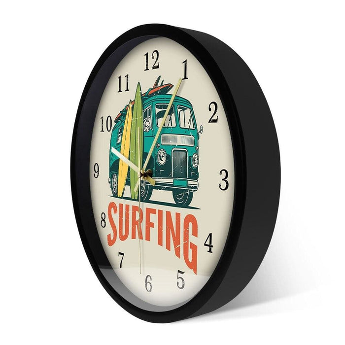 Surfing Time Vintage Car Kombi Camper Van Wall Clock Summer