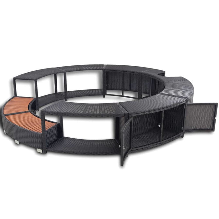 Spa Surround Black Poly Rattan Aoapa