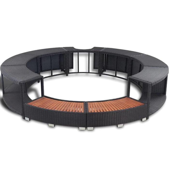 Spa Surround Black Poly Rattan Aoapa