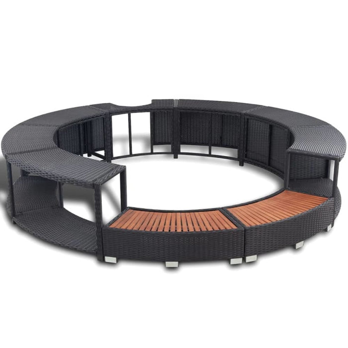 Spa Surround Black Poly Rattan Aoapa