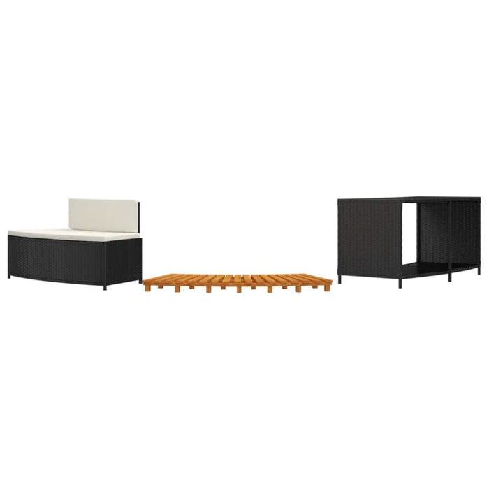 Spa Surround Black Poly Rattan And Solid Wood Acacia Tlxxpi