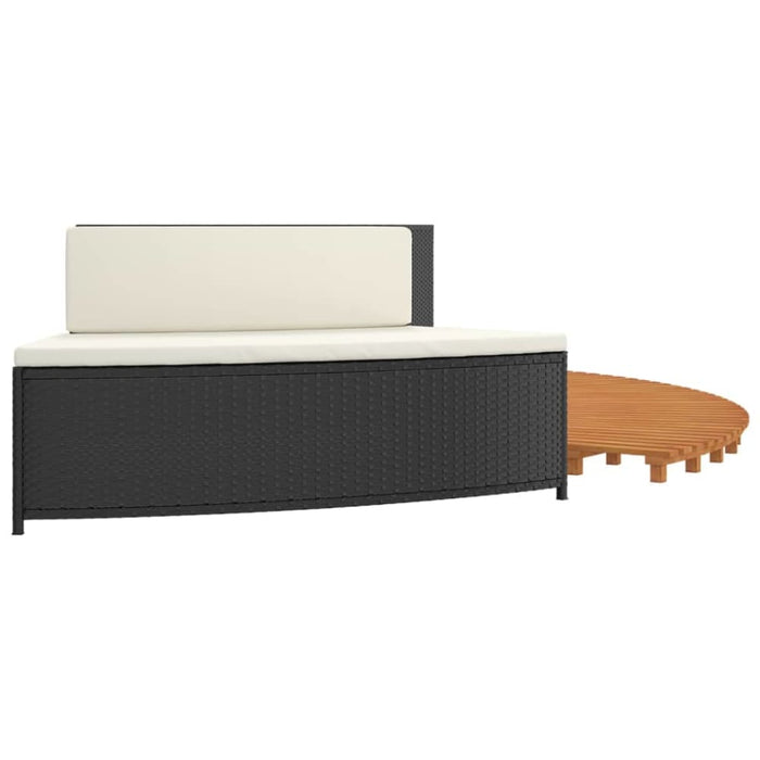 Spa Surround Black Poly Rattan And Solid Wood Acacia Tlxxpk