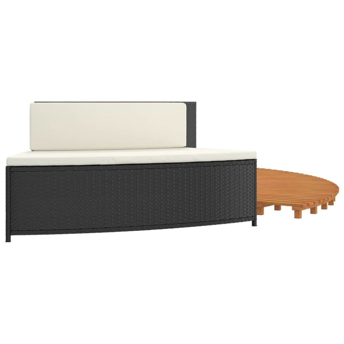 Spa Surround Black Poly Rattan and Solid Wood Acacia Tlxxpk