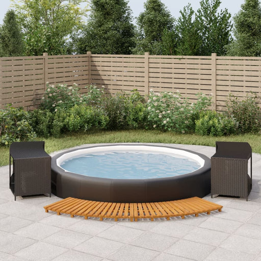 Spa Surround Black Poly Rattan And Solid Wood Acacia Topiobl
