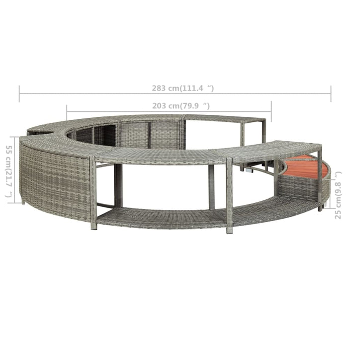 Spa Surround Grey Poly Rattan Alapk
