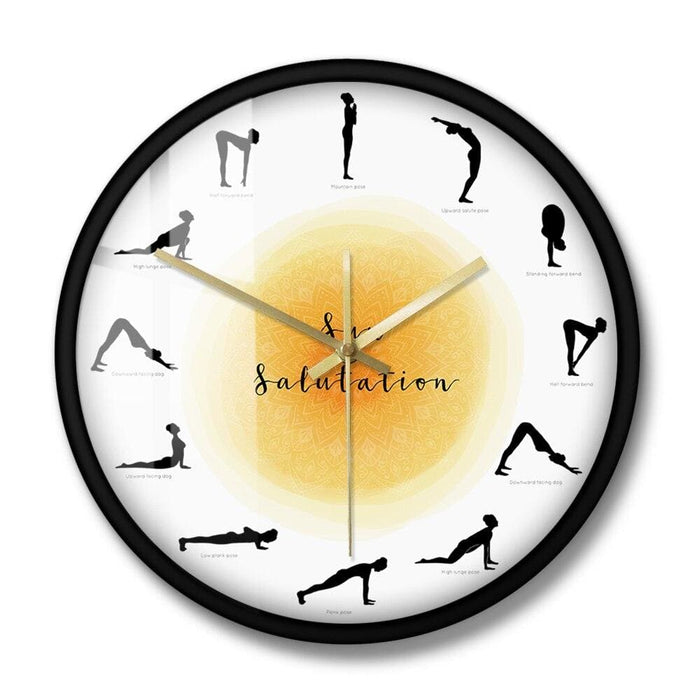Surya Namaskar Sequence Yoga Pose Silhouette Wall Clock Non