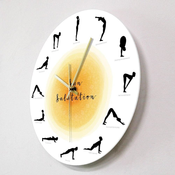 Surya Namaskar Sequence Yoga Pose Silhouette Wall Clock Non