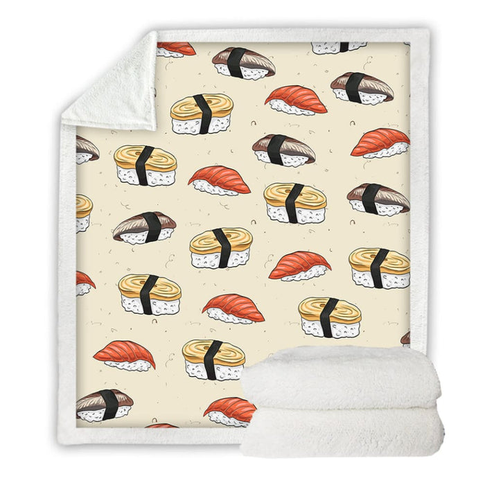 Sushi Bed Blanket 3d Printed Watercolour Throw Japanese