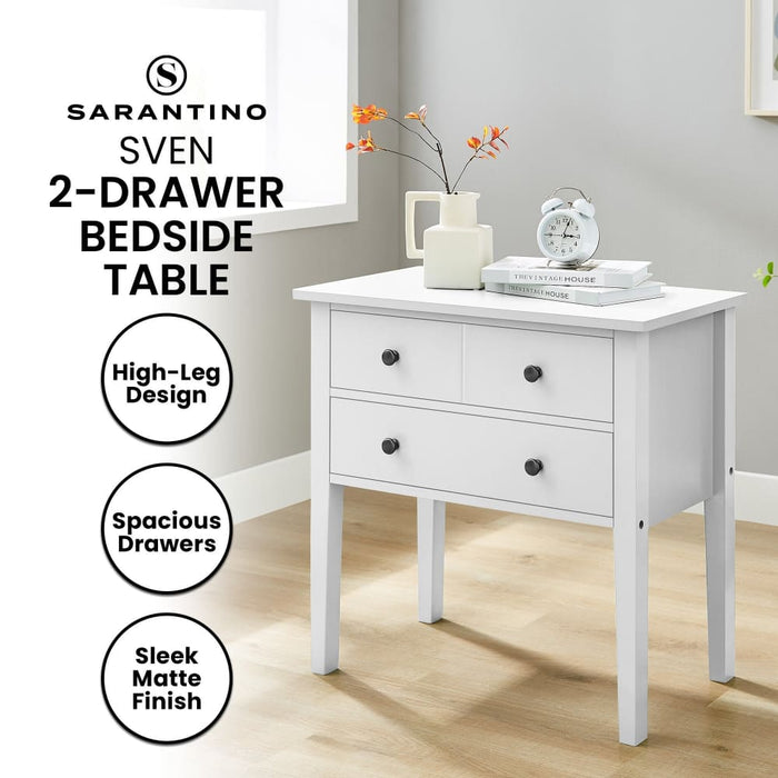 Sven Bedside Table Night Stand - White