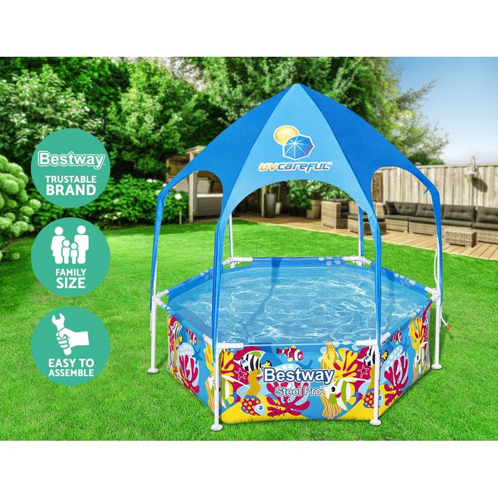 Swimming Pool Above Ground Plays Kids Steel Pro Mist Shade
