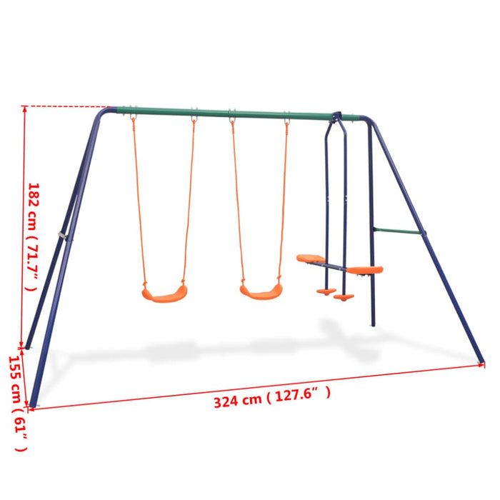 Swing Set with 4 Seats Orange Kotpn