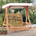 Swing Bench with Canopy Solid Wood Spruce Teak Finish