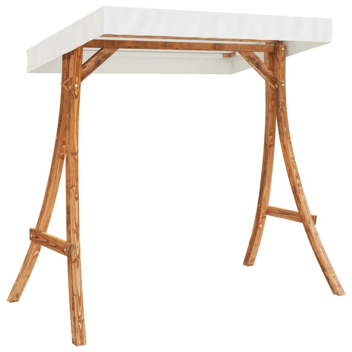 Swing Bench with Canopy Solid Wood Spruce Teak Finish