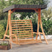 Swing Bench with Canopy Solid Wood Spruce Teak Finish